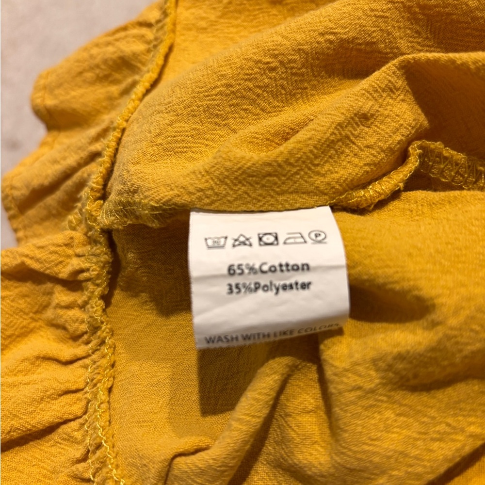 Yellow Cotton Blend Fabric - Picture 4 of 5